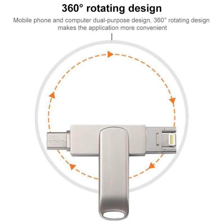 RQW-10X 3 in 1 USB 2.0 & 8 Pin & USB-C / Type-C 64GB Flash Drive, for iPhone & iPad & iPod & Most Android Smartphones & PC Computer - U Disk & Card Reader by PMC Jewellery | Online Shopping South Africa | PMC Jewellery | Buy Now Pay Later Mobicred