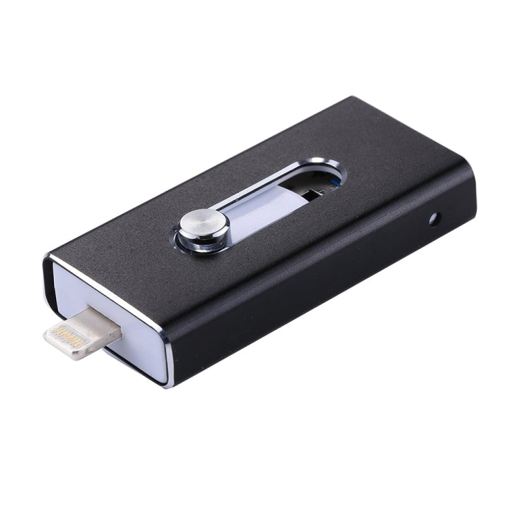 RQW-02 3 in 1 USB 2.0 & 8 Pin & Micro USB 32GB Flash Drive(Black) - U Disk & Card Reader by PMC Jewellery | Online Shopping South Africa | PMC Jewellery | Buy Now Pay Later Mobicred