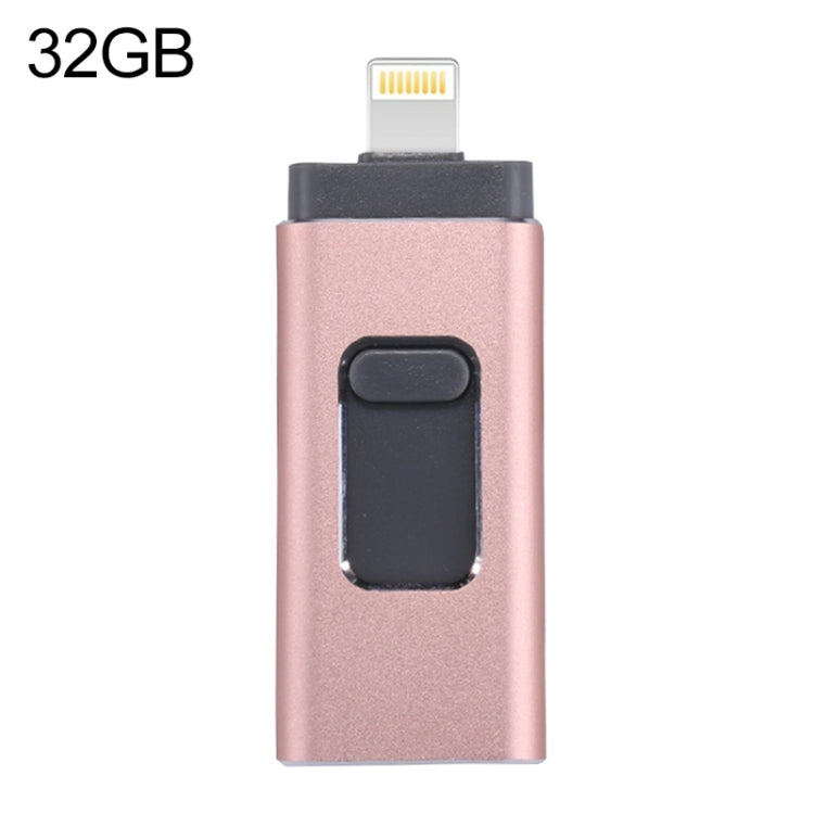 easyflash RQW-01B 3 in 1 USB 2.0 & 8 Pin & Micro USB 32GB Flash Drive(Rose Gold) - U Disk & Card Reader by PMC Jewellery | Online Shopping South Africa | PMC Jewellery | Buy Now Pay Later Mobicred