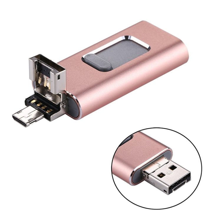 easyflash RQW-01B 3 in 1 USB 2.0 & 8 Pin & Micro USB 64GB Flash Drive(Rose Gold) - U Disk & Card Reader by PMC Jewellery | Online Shopping South Africa | PMC Jewellery | Buy Now Pay Later Mobicred