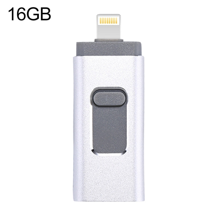 easyflash RQW-01B 3 in 1 USB 2.0 & 8 Pin & Micro USB 16GB Flash Drive(Silver) - U Disk & Card Reader by PMC Jewellery | Online Shopping South Africa | PMC Jewellery | Buy Now Pay Later Mobicred