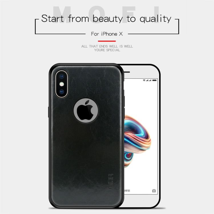 For iPhone X MOFI Shockproof PC+TPU+PU Leather Protective Back Case(Black) - More iPhone Cases by MOFI | Online Shopping South Africa | PMC Jewellery