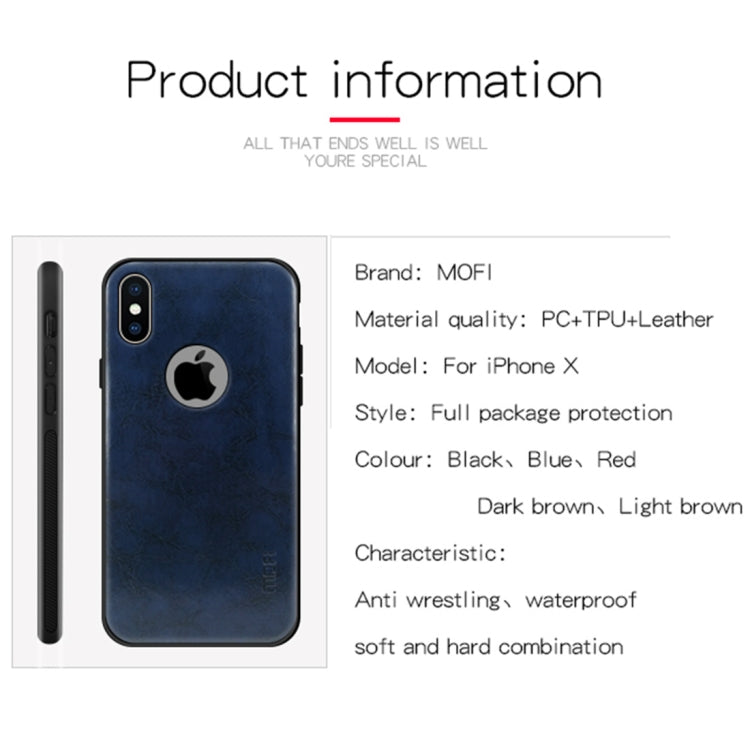 For iPhone X MOFI Shockproof PC+TPU+PU Leather Protective Back Case(Black) - More iPhone Cases by MOFI | Online Shopping South Africa | PMC Jewellery