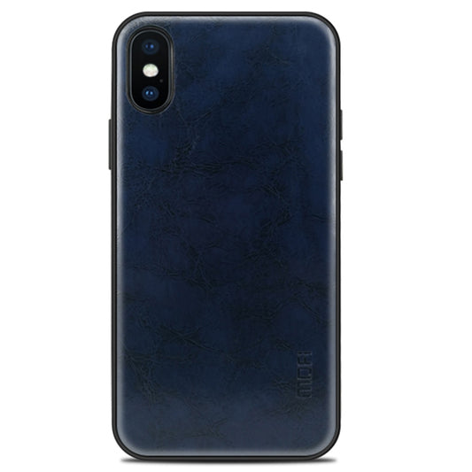 For iPhone X MOFI Shockproof PU Paste Protective Back Case(Navy Blue) - More iPhone Cases by MOFI | Online Shopping South Africa | PMC Jewellery