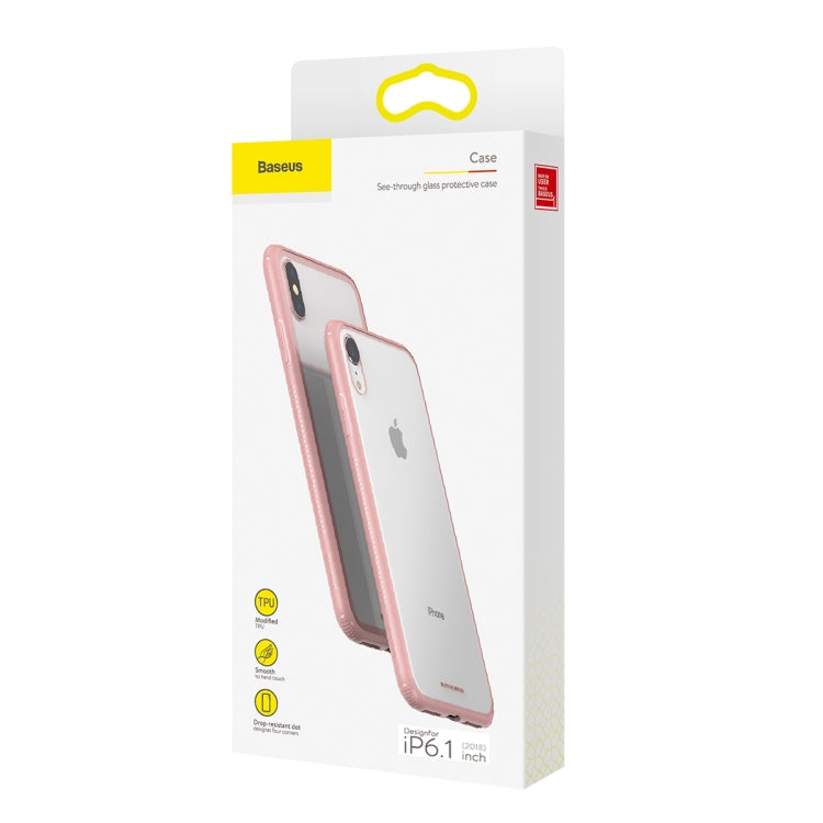 For iPhone XR Baseus Original Tempered Glass Case(Pink) - More iPhone Cases by Baseus | Online Shopping South Africa | PMC Jewellery | Buy Now Pay Later Mobicred