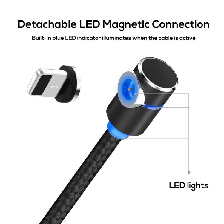 TOPK AM30 1m 2.4A Max USB to 8 Pin 90 Degree Elbow Magnetic Charging Cable with LED Indicator(Black) - Charging Cable & Head by TOPK | Online Shopping South Africa | PMC Jewellery | Buy Now Pay Later Mobicred