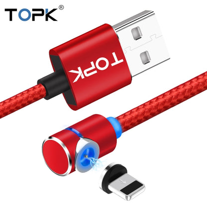 TOPK AM30 1m 2.4A Max USB to 8 Pin 90 Degree Elbow Magnetic Charging Cable with LED Indicator(Red) - Charging Cable & Head by TOPK | Online Shopping South Africa | PMC Jewellery | Buy Now Pay Later Mobicred