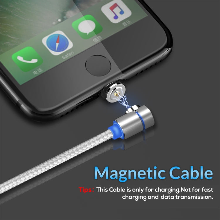 TOPK AM30 1m 2.4A Max USB to 8 Pin 90 Degree Elbow Magnetic Charging Cable with LED Indicator(Silver) - Charging Cable & Head by TOPK | Online Shopping South Africa | PMC Jewellery | Buy Now Pay Later Mobicred