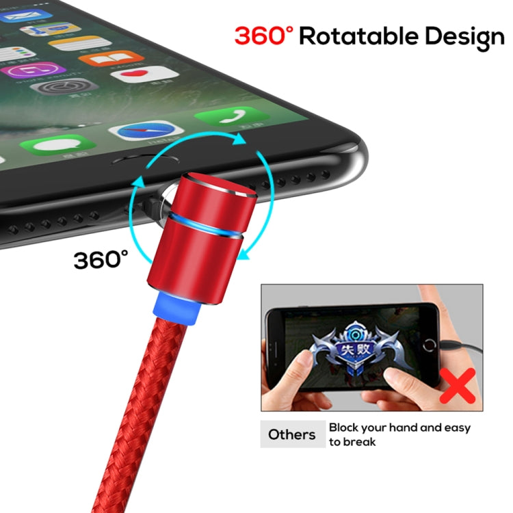 TOPK AM30 2m 2.4A Max USB to 8 Pin + USB-C / Type-C + Micro USB 90 Degree Elbow Magnetic Charging Cable with LED Indicator(Red) - Charging Cable & Head by TOPK | Online Shopping South Africa | PMC Jewellery | Buy Now Pay Later Mobicred