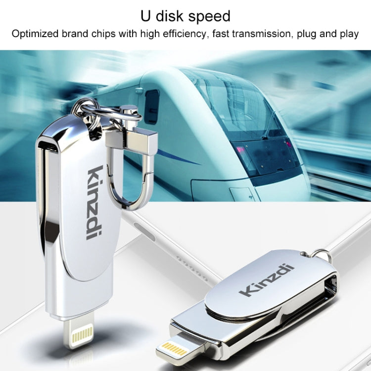 Kinzdi 128GB USB + 8 Pin Interface Metal Twister Flash U Disk (Silver) - USB Flash Drives by Kinzdi | Online Shopping South Africa | PMC Jewellery | Buy Now Pay Later Mobicred