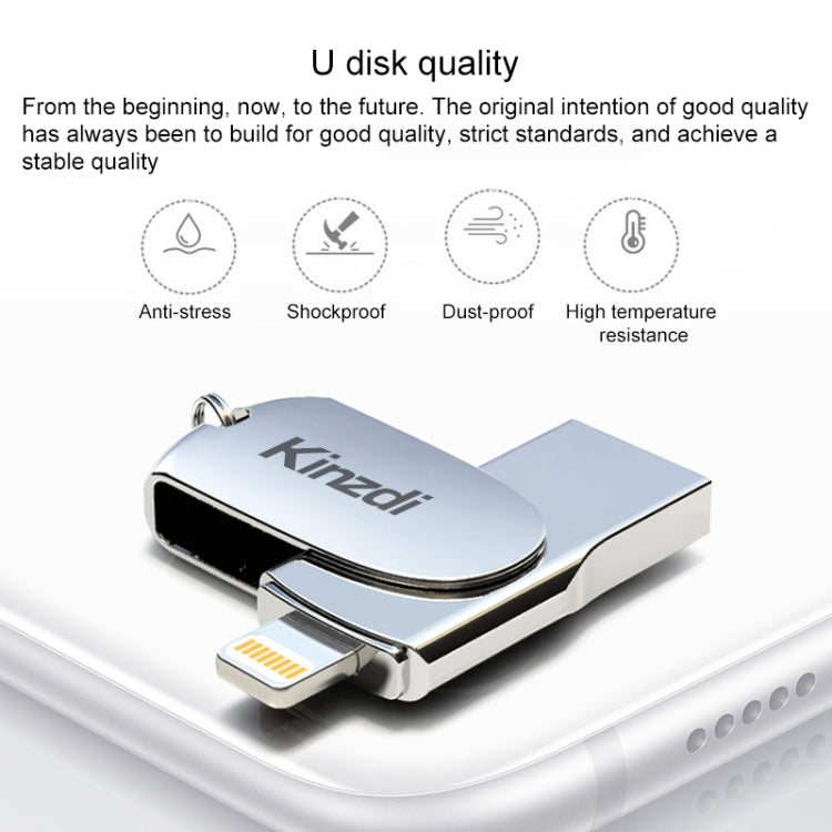 Kinzdi 256GB USB 2.0 + 8 Pin Interface Metal Twister Flash U Disk (Silver) - USB Flash Drives by Kinzdi | Online Shopping South Africa | PMC Jewellery | Buy Now Pay Later Mobicred