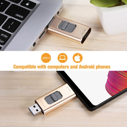 Richwell 3 in 1 16G Type-C + 8 Pin + USB 3.0 Metal Push-pull Flash Disk with OTG Function(Silver) - U Disk & Card Reader by Richwell | Online Shopping South Africa | PMC Jewellery | Buy Now Pay Later Mobicred