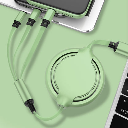 3.5A Liquid Silicone 3 in 1 USB to USB-C / Type-C + 8Pin + Micro USB Retractable Data Syn Charging Cable (Green) - Multifunction Cable by PMC Jewellery | Online Shopping South Africa | PMC Jewellery | Buy Now Pay Later Mobicred