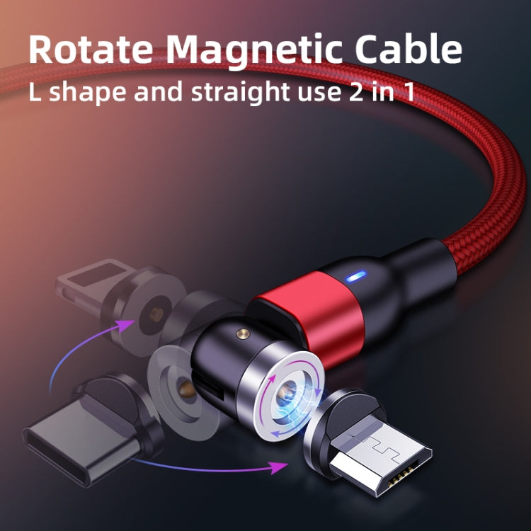 2m 2A Output 3 in 1 USB to 8 Pin + USB-C / Type-C + Micro USB Nylon Braided Rotate Magnetic Charging Cable (Black) - Charging Cable & Head by PMC Jewellery | Online Shopping South Africa | PMC Jewellery | Buy Now Pay Later Mobicred