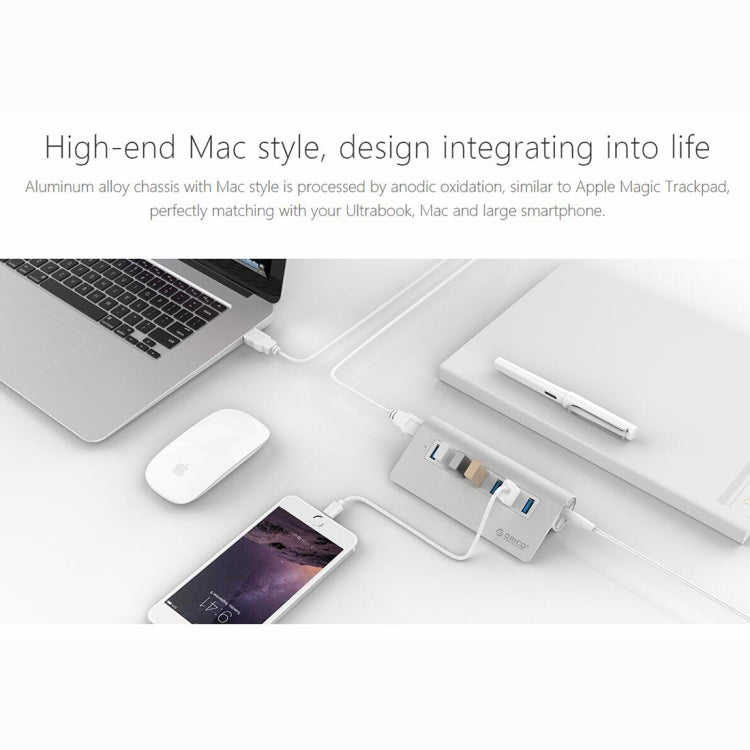 ORICO M3H7-V1 Aluminum Alloy 7 USB 3.0 Ports HUB with 30W Power Adapter - USB HUB by ORICO | Online Shopping South Africa | PMC Jewellery | Buy Now Pay Later Mobicred