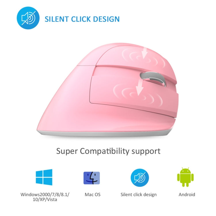 DELUX M618 Mini 2.4G Wireless 2400DPI USB Rechargeable Ergonomic Vertical Mouse (Pink) - Wireless Mice by DELUX | Online Shopping South Africa | PMC Jewellery | Buy Now Pay Later Mobicred