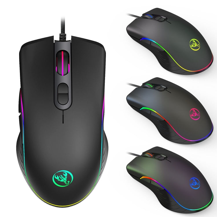 HXSJ A867 USB 6400DPI Four-speed Adjustable RGB Illuminate Wired E-sport Gaming Mouse, Length: 1.5m - Wired Mice by HXSJ | Online Shopping South Africa | PMC Jewellery | Buy Now Pay Later Mobicred