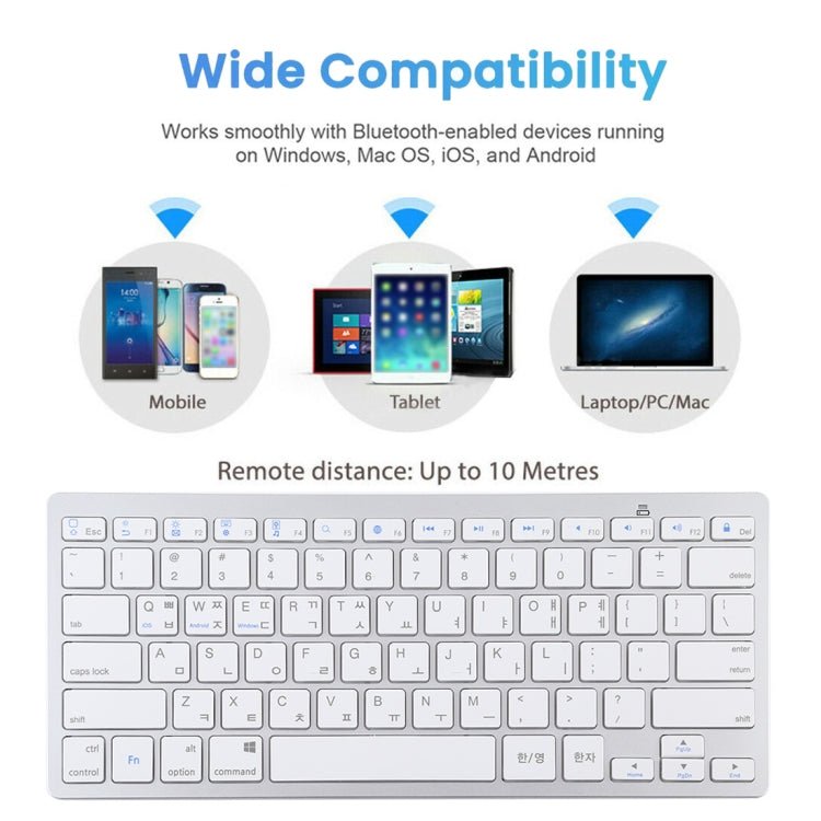 WB-8022 Ultra-thin Wireless Bluetooth Keyboard for iPad, Samsung, Huawei, Xiaomi, Tablet PCs or Smartphones, Ko Language Keys(Silver) - Wireless Keyboard by PMC Jewellery | Online Shopping South Africa | PMC Jewellery | Buy Now Pay Later Mobicred