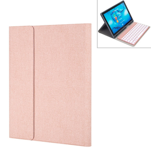 HW108A Detachable Magnetic Colorful Backlight Plastic Bluetooth Keyboard + Silk Pattern TPU Tablet Case for Huawei MediaPad M5 10.8 Pro / 10.8, with Pen Slot & Bracket(Pink) - Huawei Keyboard by PMC Jewellery | Online Shopping South Africa | PMC Jewellery