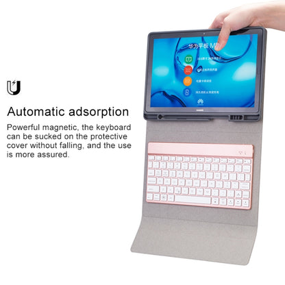 HW108A Detachable Magnetic Colorful Backlight Plastic Bluetooth Keyboard + Silk Pattern TPU Tablet Case for Huawei MediaPad M5 10.8 Pro / 10.8, with Pen Slot & Bracket(Pink) - Huawei Keyboard by PMC Jewellery | Online Shopping South Africa | PMC Jewellery