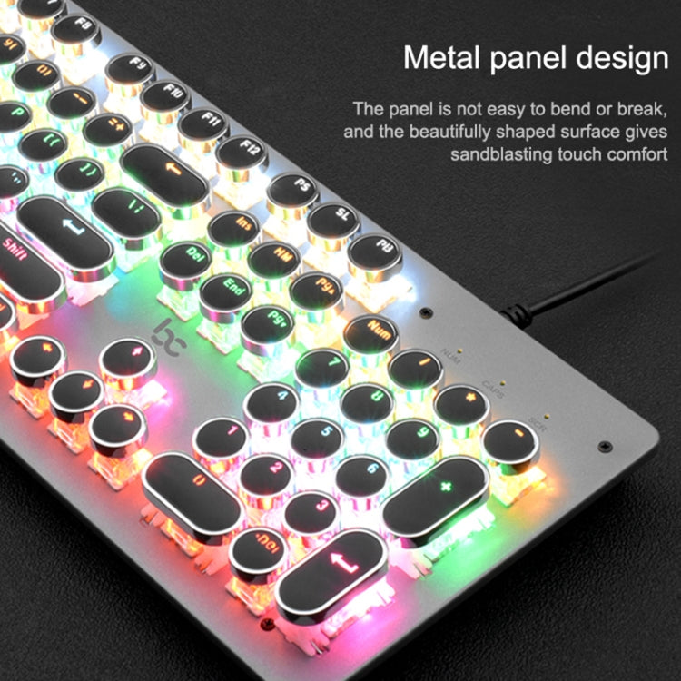 MSEZ HJK920-7 104-keys Electroplated Transparent Character Punk Keycap Colorful Backlit Wired Mechanical Gaming Keyboard, Support Autonomous Shaft Change(White) - Wired Keyboard by MS&EZ | Online Shopping South Africa | PMC Jewellery | Buy Now Pay Later Mobicred