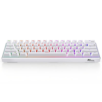 RK61 61 Keys Bluetooth / 2.4G Wireless / USB Wired Three Modes Brown Switch Tablet Mobile Gaming Mechanical Keyboard with RGB Backlight, Cable Length: 1.5m (White) - Wired Keyboard by PMC Jewellery | Online Shopping South Africa | PMC Jewellery | Buy Now Pay Later Mobicred