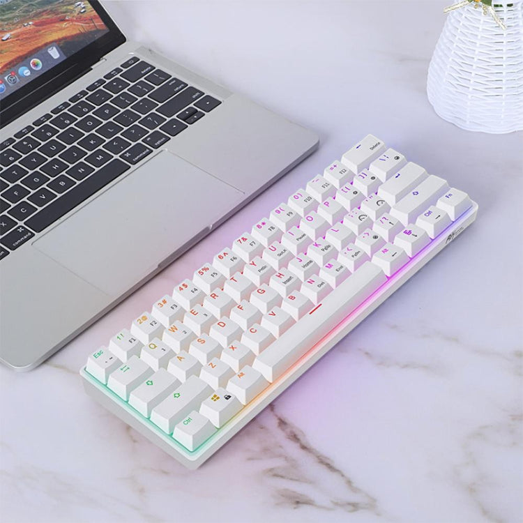 RK61 61 Keys Bluetooth / 2.4G Wireless / USB Wired Three Modes Brown Switch Tablet Mobile Gaming Mechanical Keyboard with RGB Backlight, Cable Length: 1.5m (White) - Wired Keyboard by PMC Jewellery | Online Shopping South Africa | PMC Jewellery | Buy Now Pay Later Mobicred