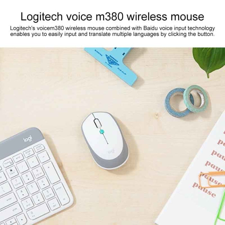 Logitech Voice M380 4 Buttons Smart Voice Input Wireless Mouse (Pink) - Wireless Mice by Logitech | Online Shopping South Africa | PMC Jewellery | Buy Now Pay Later Mobicred