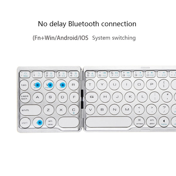 B052 Universal Round Keycap Mini Three-fold Bluetooth Wireless Keyboard with Touchpad (Silver) - Mini Keyboard by PMC Jewellery | Online Shopping South Africa | PMC Jewellery | Buy Now Pay Later Mobicred