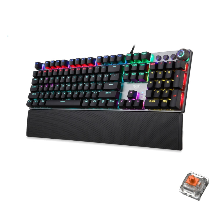 AULA F2088 108 Keys Mixed Light Mechanical Brown Switch Wired USB Gaming Keyboard with Metal Button (Black) - Wired Keyboard by PMC Jewellery | Online Shopping South Africa | PMC Jewellery | Buy Now Pay Later Mobicred