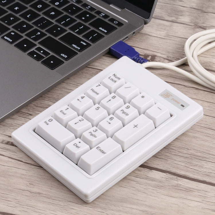 DX-17A 17-keys USB Wired Mechanical Black Shaft Mini Numeric Keyboard(White) - Mini Keyboard by PMC Jewellery | Online Shopping South Africa | PMC Jewellery | Buy Now Pay Later Mobicred