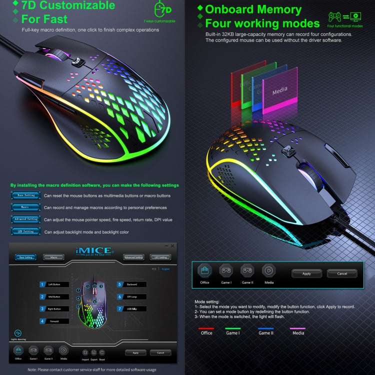 iMICE T97 Gaming Mouse RGB LED Light USB 7 Buttons 7200 DPI Wired Gaming Mouse (Black) - Wired Mice by iMICE | Online Shopping South Africa | PMC Jewellery | Buy Now Pay Later Mobicred