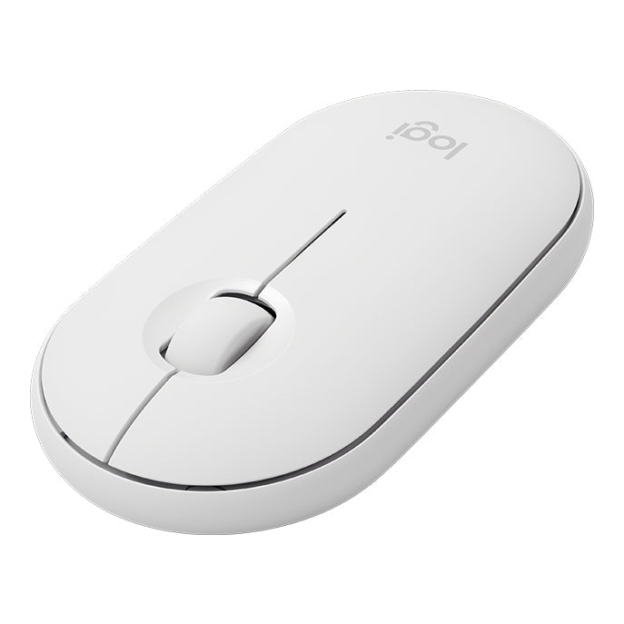 Logitech Pebble Cobblestone Shape Thin 3-keys 1000DPI Mute Wireless Bluetooth Optical Mouse, Wireless Range: 10m (White) - Wireless Mice by Logitech | Online Shopping South Africa | PMC Jewellery | Buy Now Pay Later Mobicred