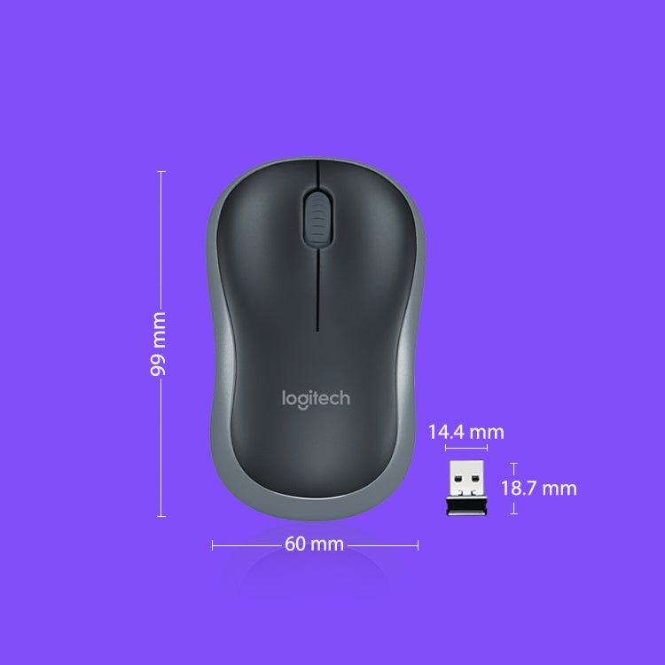 Logitech M186 Wireless Mouse Office Power Saving USB Laptop Desktop Computer Universal(Black Grey) - Wireless Mice by Logitech | Online Shopping South Africa | PMC Jewellery | Buy Now Pay Later Mobicred