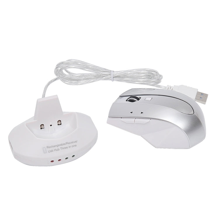 MZ-011 2.4GHz 1600DPI Wireless Rechargeable Optical Mouse with HUB Function(Silver) - Wireless Mice by PMC Jewellery | Online Shopping South Africa | PMC Jewellery | Buy Now Pay Later Mobicred