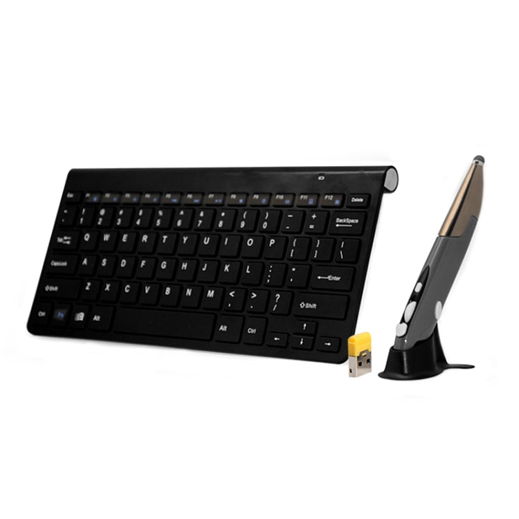 KM-909 2.4GHz Wireless Multimedia Keyboard + Wireless Optical Pen Mouse with USB Receiver Set for Computer PC Laptop, Random Pen Mouse Color Delivery(Black) - Wireless Keyboard by PMC Jewellery | Online Shopping South Africa | PMC Jewellery | Buy Now Pay Later Mobicred