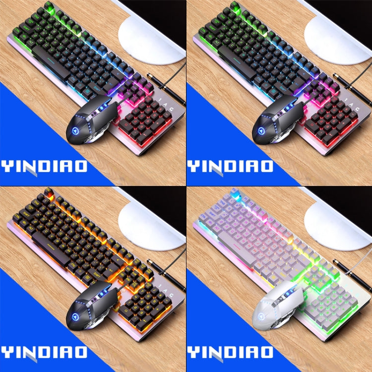 YINDIAO K002 USB Wired Mechanical Feel RGB Backlight Keyboard + Optical Mouse + Headset Set(White) - Wired Keyboard by YINDIAO | Online Shopping South Africa | PMC Jewellery | Buy Now Pay Later Mobicred