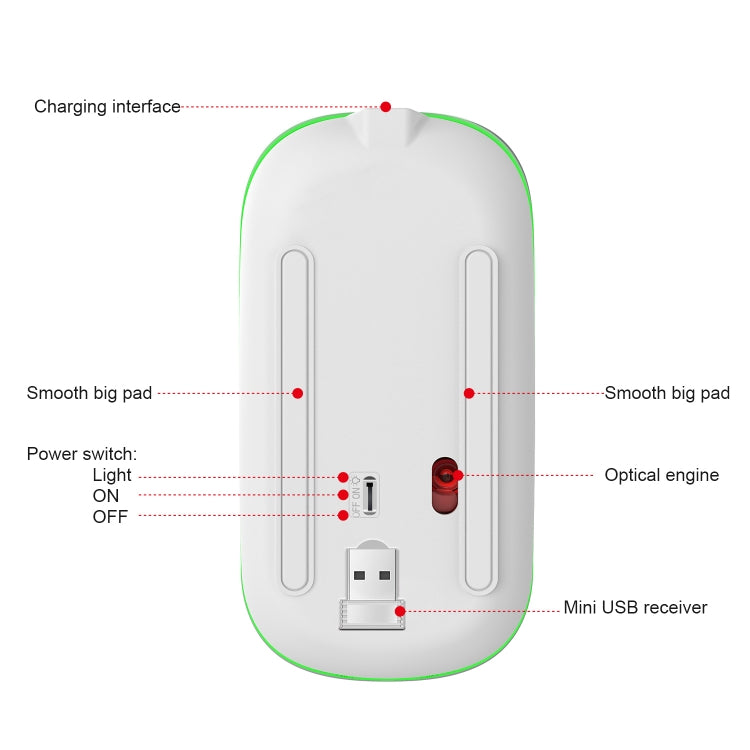 HXSJ M40 4 Key 2.4G Colorful Wireless Silent Mouse (Silver) - Wireless Mice by HXSJ | Online Shopping South Africa | PMC Jewellery | Buy Now Pay Later Mobicred