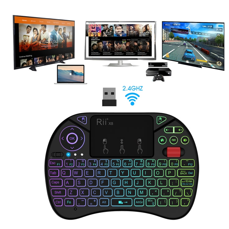 Rii X8 RT716 2.4GHz Mini Wireless QWERTY 71 Keys Keyboard, 2.5 inch Touchpad Combo with Backlight(Black) - MINI PC Accessories & Gadgets by PMC Jewellery | Online Shopping South Africa | PMC Jewellery | Buy Now Pay Later Mobicred