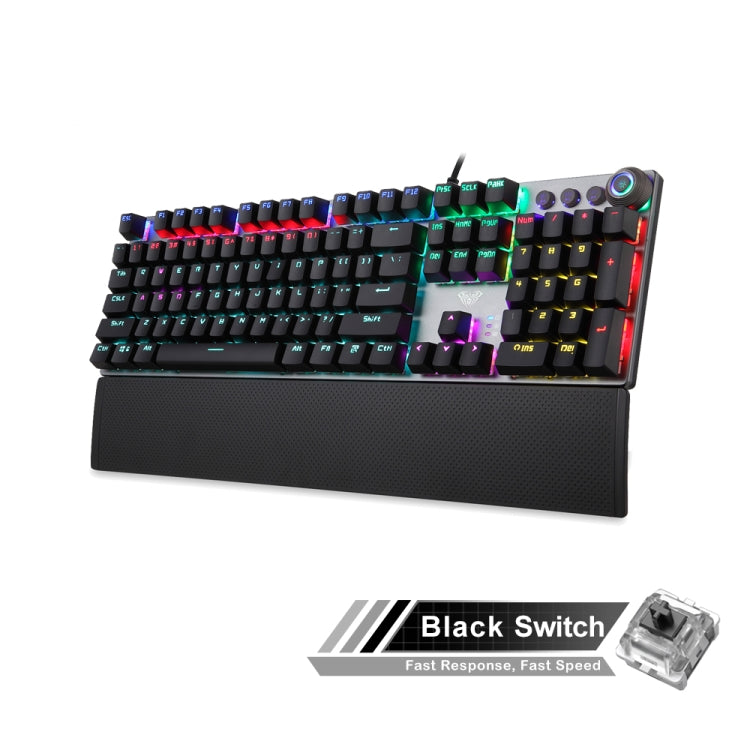 AULA F2088 108 Keys Mixed Light Mechanical Black Switch Wired USB Gaming Keyboard with Metal Button(Black) - Wired Keyboard by AULA | Online Shopping South Africa | PMC Jewellery | Buy Now Pay Later Mobicred