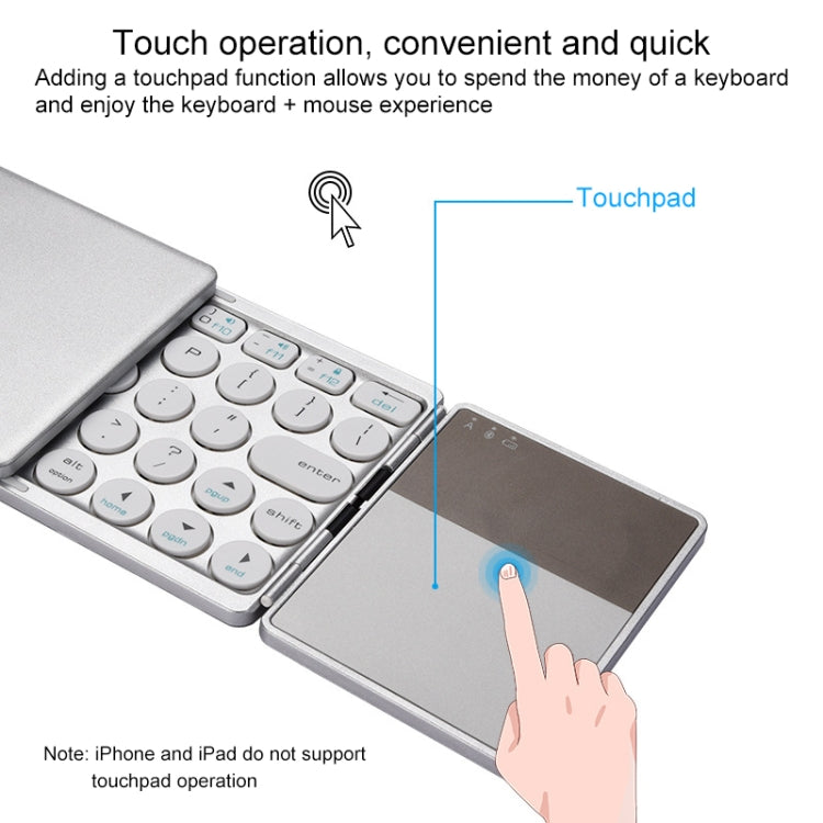 GK408 Three-fold Rechargeable Wireless Bluetooth Keyboard with Touchpad, Support Android / IOS / Windows (Black Grey) - Wireless Keyboard by PMC Jewellery | Online Shopping South Africa | PMC Jewellery | Buy Now Pay Later Mobicred