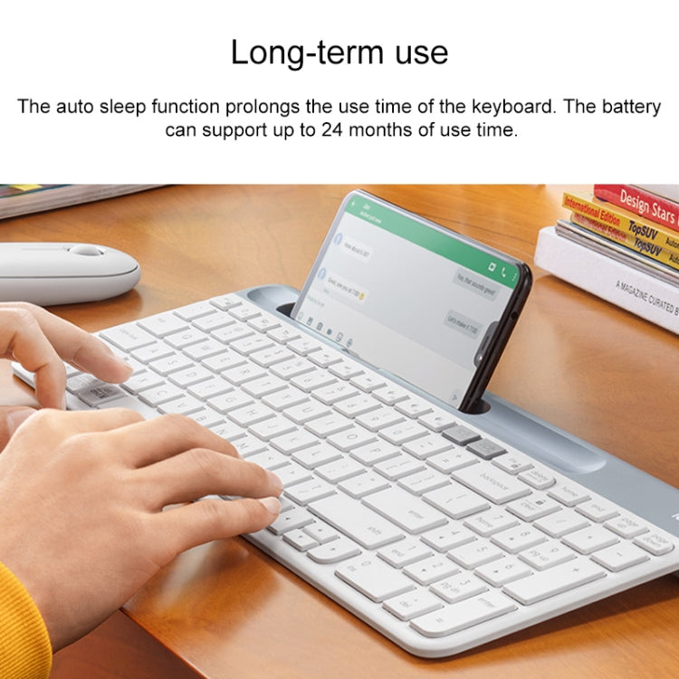 Logitech K580 Dual Modes Thin and Light Multi-device Wireless Keyboard with Phone Holder (White) - Wireless Keyboard by Logitech | Online Shopping South Africa | PMC Jewellery | Buy Now Pay Later Mobicred