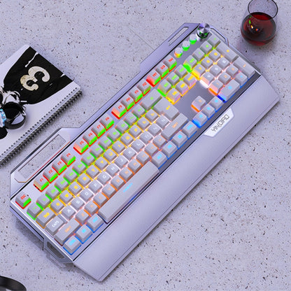 YINDIAO K100 USB Metal Mechanical Gaming Wired Keyboard, Mixed Light Blue Shaft (White) - Wired Keyboard by YINDIAO | Online Shopping South Africa | PMC Jewellery | Buy Now Pay Later Mobicred