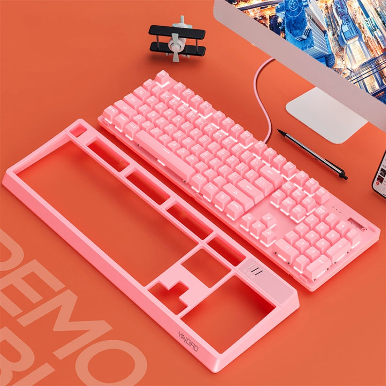 YINDIAO K300 USB Detachable Panel Mechanical Lighting Blue Shaft Gaming Wired Keyboard (Pink) - Wired Keyboard by YINDIAO | Online Shopping South Africa | PMC Jewellery | Buy Now Pay Later Mobicred