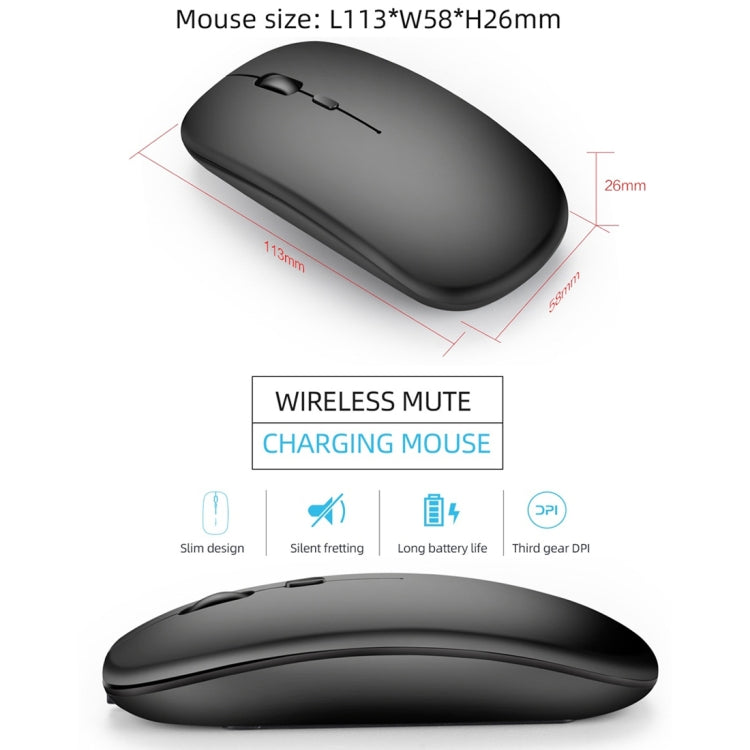 HXSJ M90 2.4GHz Ultrathin Mute Rechargeable Dual Mode Wireless Bluetooth Notebook PC Mouse (Gold) - Wireless Mice by HXSJ | Online Shopping South Africa | PMC Jewellery | Buy Now Pay Later Mobicred