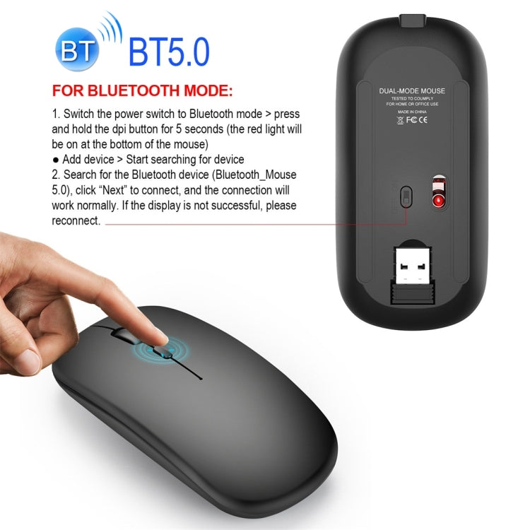 HXSJ M90 2.4GHz Ultrathin Mute Rechargeable Dual Mode Wireless Bluetooth Notebook PC Mouse (Gold) - Wireless Mice by HXSJ | Online Shopping South Africa | PMC Jewellery | Buy Now Pay Later Mobicred