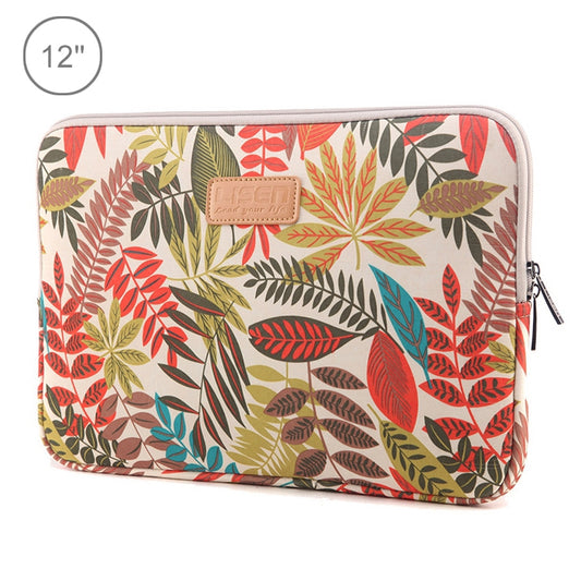 Lisen 12 inch Sleeve Case Colorful Leaves Zipper Briefcase Carrying Bag for iPad, Macbook, Samsung, Lenovo, Sony, DELL Alienware, CHUWI, ASUS, HP, 12 inch and Below Laptops / Tablets(White) - 12.1 inch by PMC Jewellery | Online Shopping South Africa | PMC Jewellery | Buy Now Pay Later Mobicred