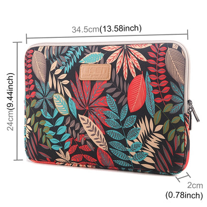 Lisen 13 inch Sleeve Case Colorful Leaves Zipper Briefcase Carrying Bag for Macbook, Samsung, Lenovo, Sony, DELL Alienware, CHUWI, ASUS, HP, 13 inch and Below Laptops(Black) - 13.3 inch by PMC Jewellery | Online Shopping South Africa | PMC Jewellery | Buy Now Pay Later Mobicred