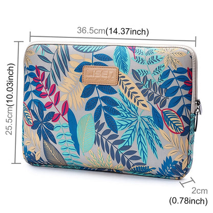 Lisen 14 inch Sleeve Case Colorful Leaves Zipper Briefcase Carrying Bag for Macbook, Samsung, Lenovo, Sony, DELL Alienware, CHUWI, ASUS, HP, 14 inch and Below Laptops(Grey) - 14.1 inch by PMC Jewellery | Online Shopping South Africa | PMC Jewellery | Buy Now Pay Later Mobicred