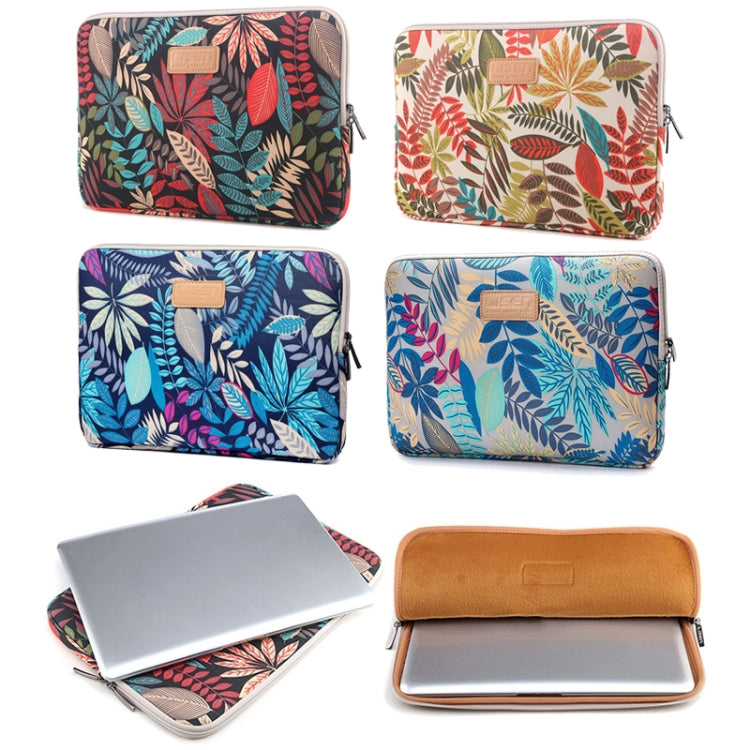 Lisen 14 inch Sleeve Case Colorful Leaves Zipper Briefcase Carrying Bag for Macbook, Samsung, Lenovo, Sony, DELL Alienware, CHUWI, ASUS, HP, 14 inch and Below Laptops(Grey) - 14.1 inch by PMC Jewellery | Online Shopping South Africa | PMC Jewellery | Buy Now Pay Later Mobicred